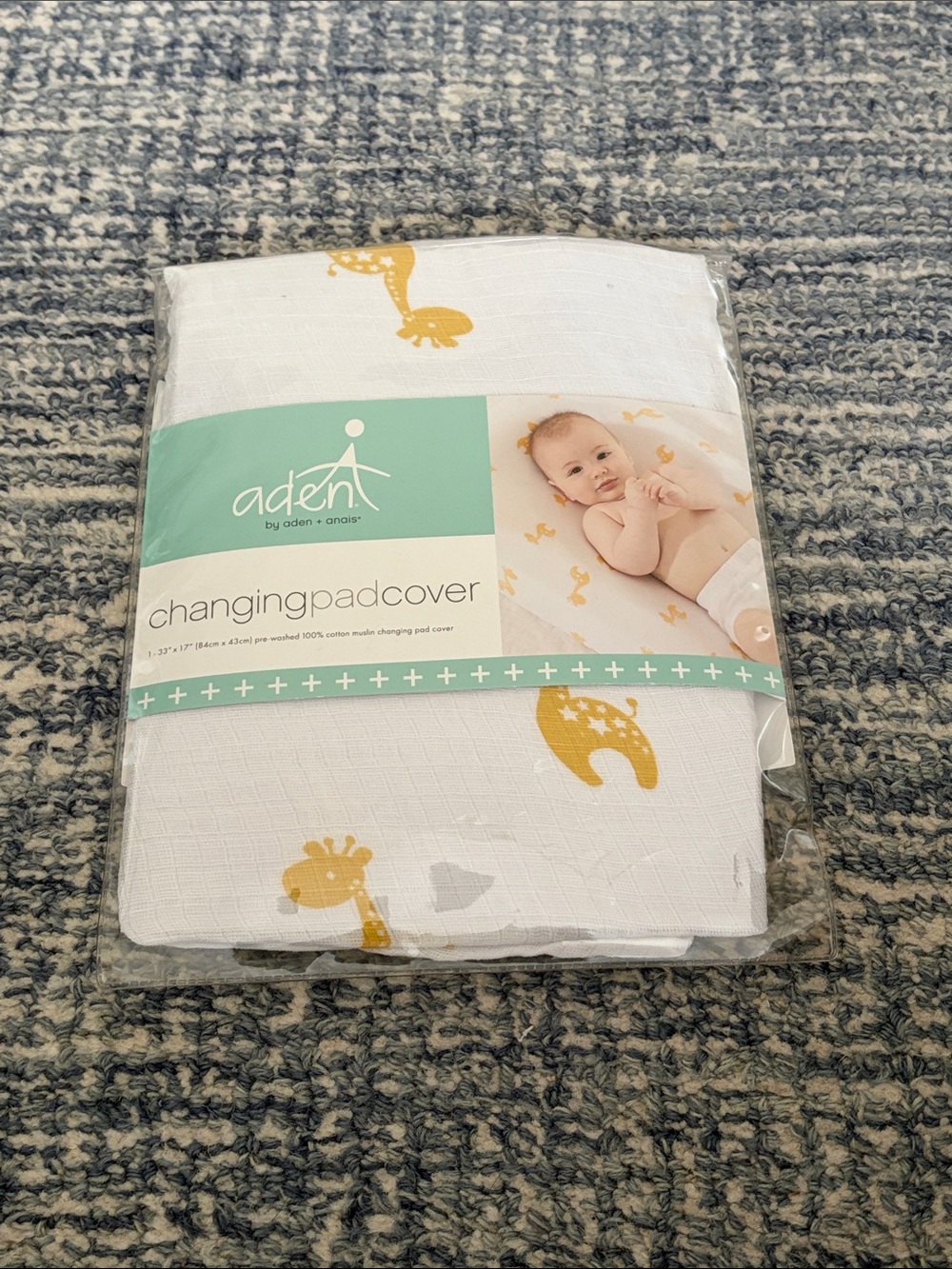 aden + anais Muslin Changing Pad Cover with Yellow Giraffe Print